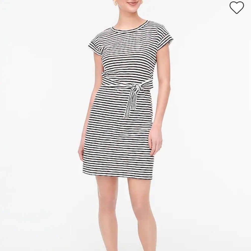 J. CREW Women's Medium Nautical Black & White Stripe Tie Waist Dress